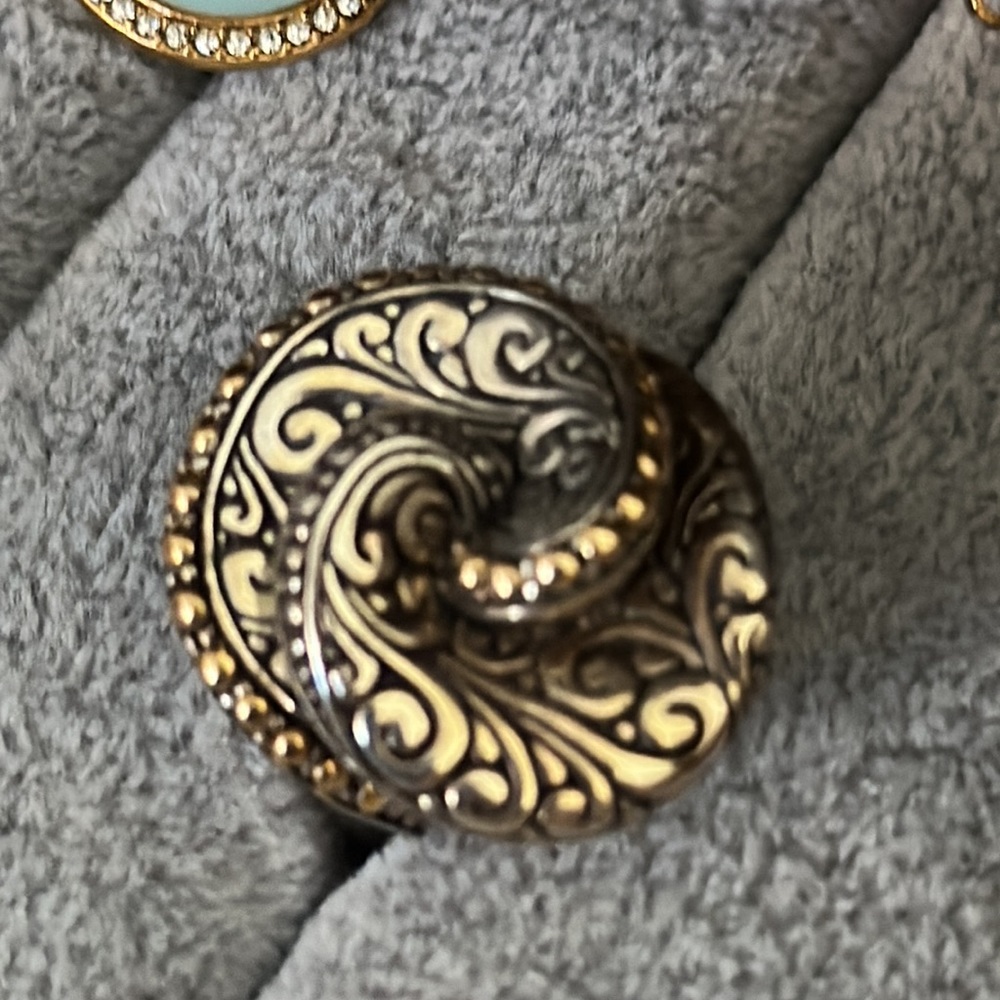 18k Yellow Gold BALINESE SWIRL RING artisan Yellow Gold Silver 925 Scroll ring - Picture 11 of 16